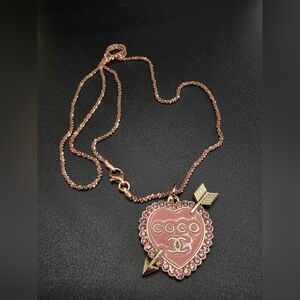 Rose Gold COCO CHANEL Heart Pendant Necklace – Rose Gold over s925